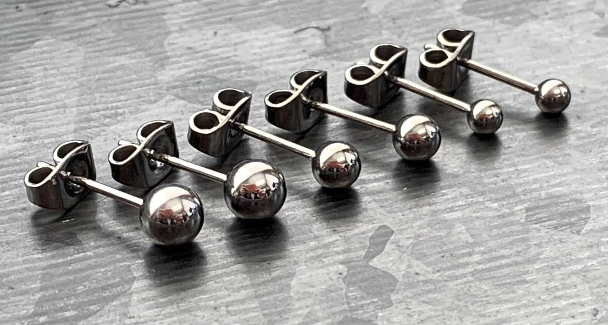 Pair of 100% Solid Titanium ( 6AL-4VELI ASTM F-136 Implant Grade 23) Ball Stud Earrings - 3mm thru 5mm Available!