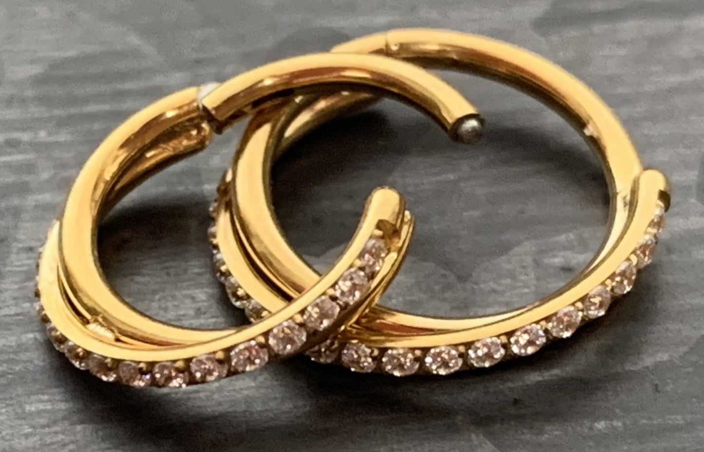 1 Piece Stunning Criss Cross Hoop CZ Gem Steel Hinged Segment Ring - 16g - 8mm or 10mm - Multi-Color, Gold and Silver available!
