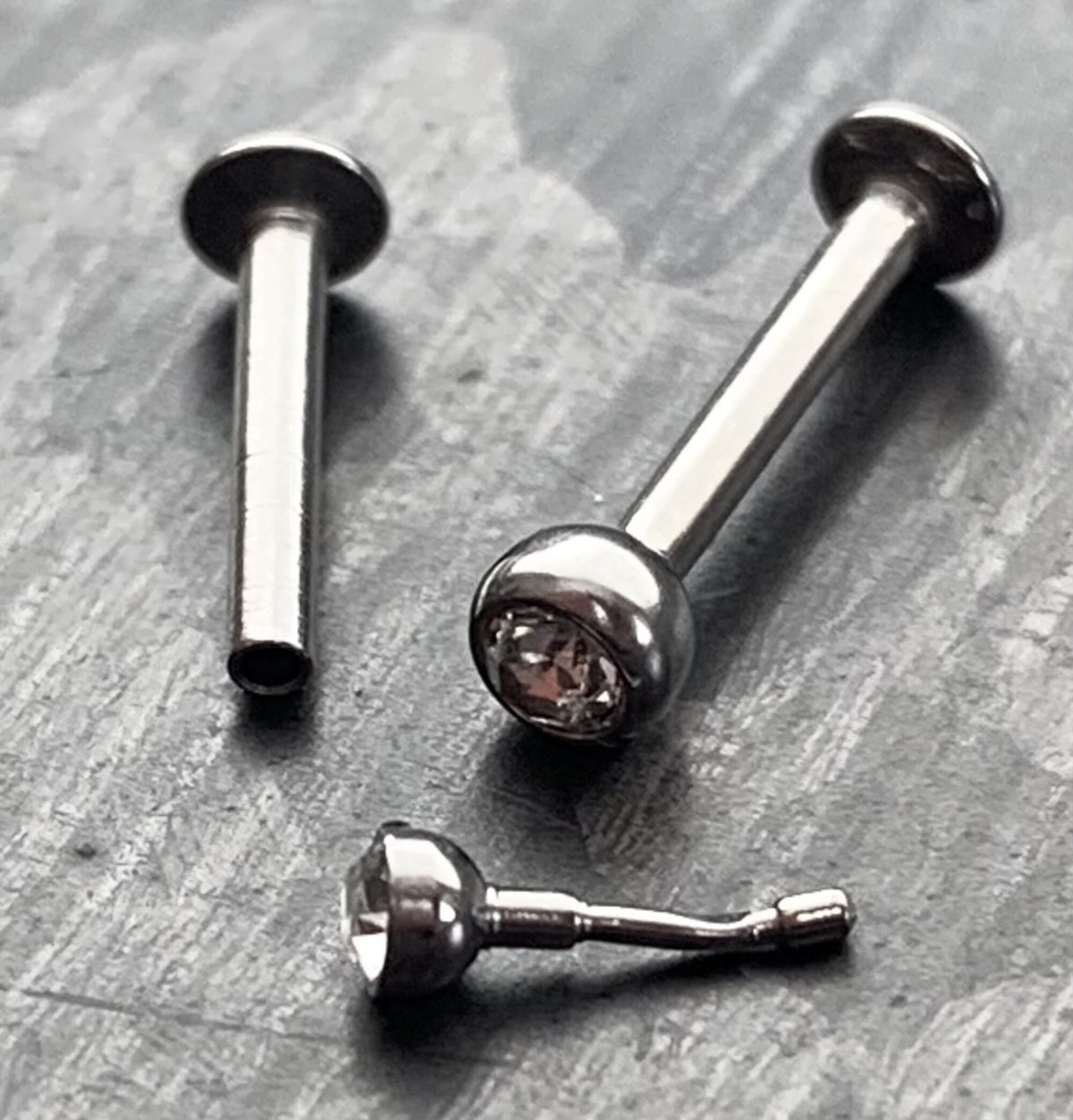 1 Piece of Stunning Push In Press Fit CZ Gem Labret Stud Lip Ring - 16g - Gem Size: 2mm, 3mm - Length 6mm, 8mm, 10mm Available!