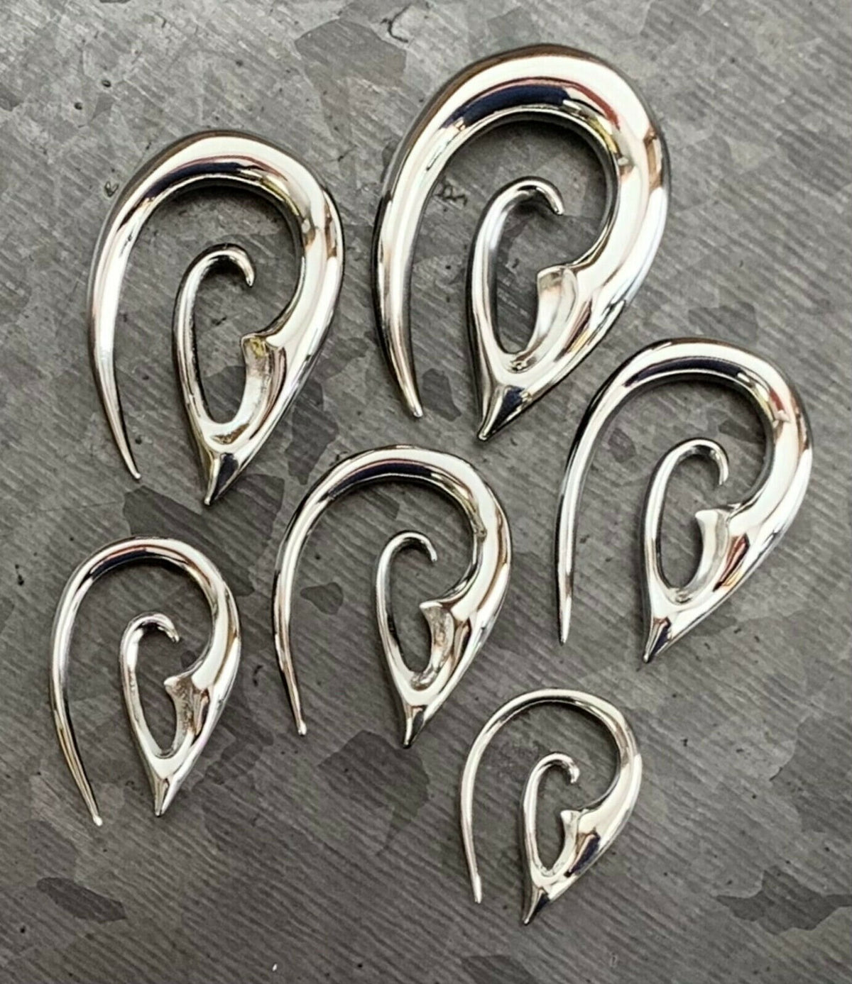 PAIR of Unique Surgical Steel Devious Fang Tapers - Expanders - 8g thru 00g available!