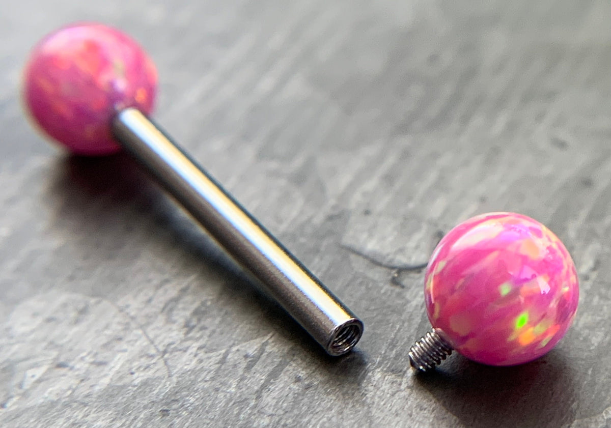 1 Piece or 1 Pair Beautiful Internally Threaded Opal Balls Nipple/Tongue Ring - Barbell 9/16"(14mm) - Blue, Green, Pink and White Available!