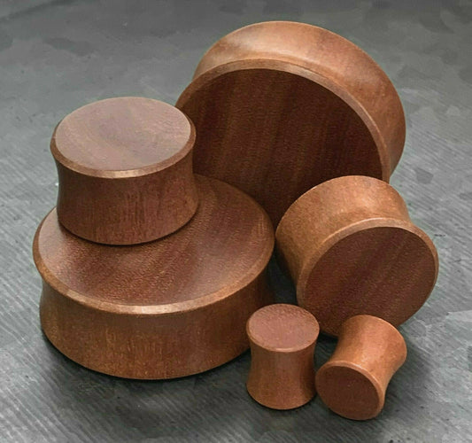 PAIR of Stunning Solid Organic Sawo Wood Double Flare Flat Plugs - Gauges 2g (6mm) up to 1&1/2" (38mm) available!