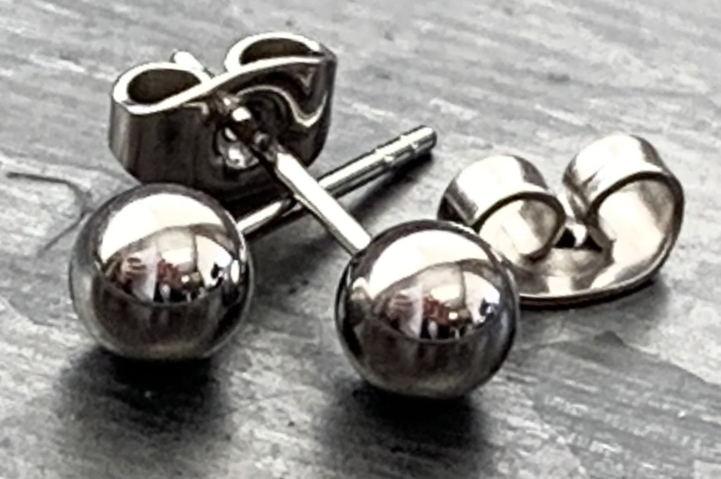 Pair of 100% Solid Titanium ( 6AL-4VELI ASTM F-136 Implant Grade 23) Ball Stud Earrings - 3mm thru 5mm Available!