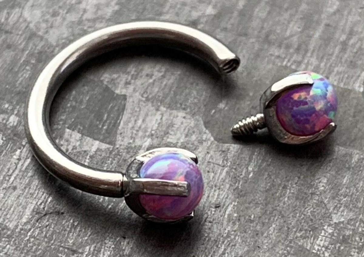 1 Piece of Claw Set Opal Balls Circular Horseshoe Septum Ring - 16g - 8mm - Steel Pink, Blue or White, Black, Gold, Rose Gold Available!