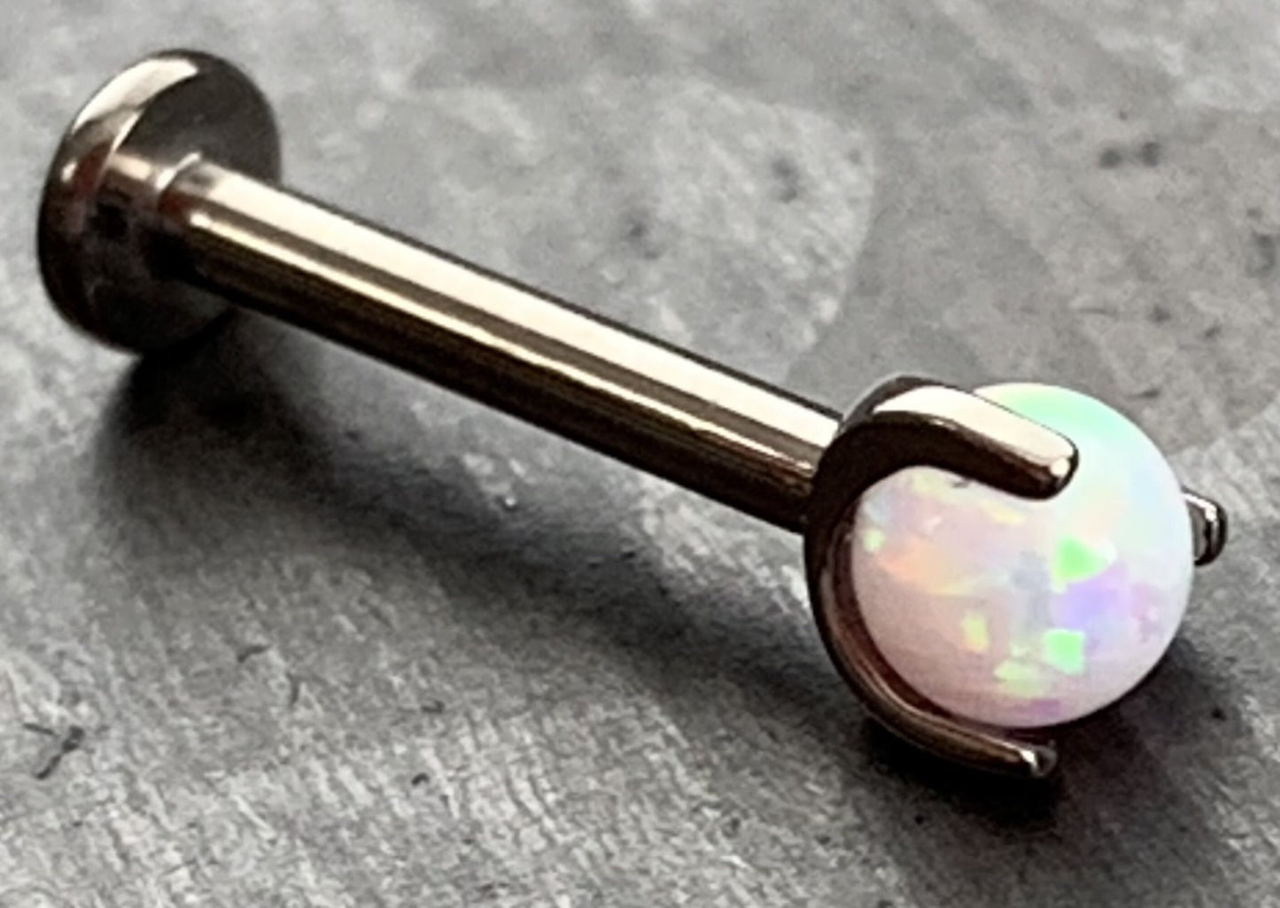 1 Piece Claw 3 Prong Opal Ball Titanium Labret-Monroe-Stud-Lip Ring-Helix Ear Cartilage - 16g - 5/8" (8mm) - Can be used for many piercings!