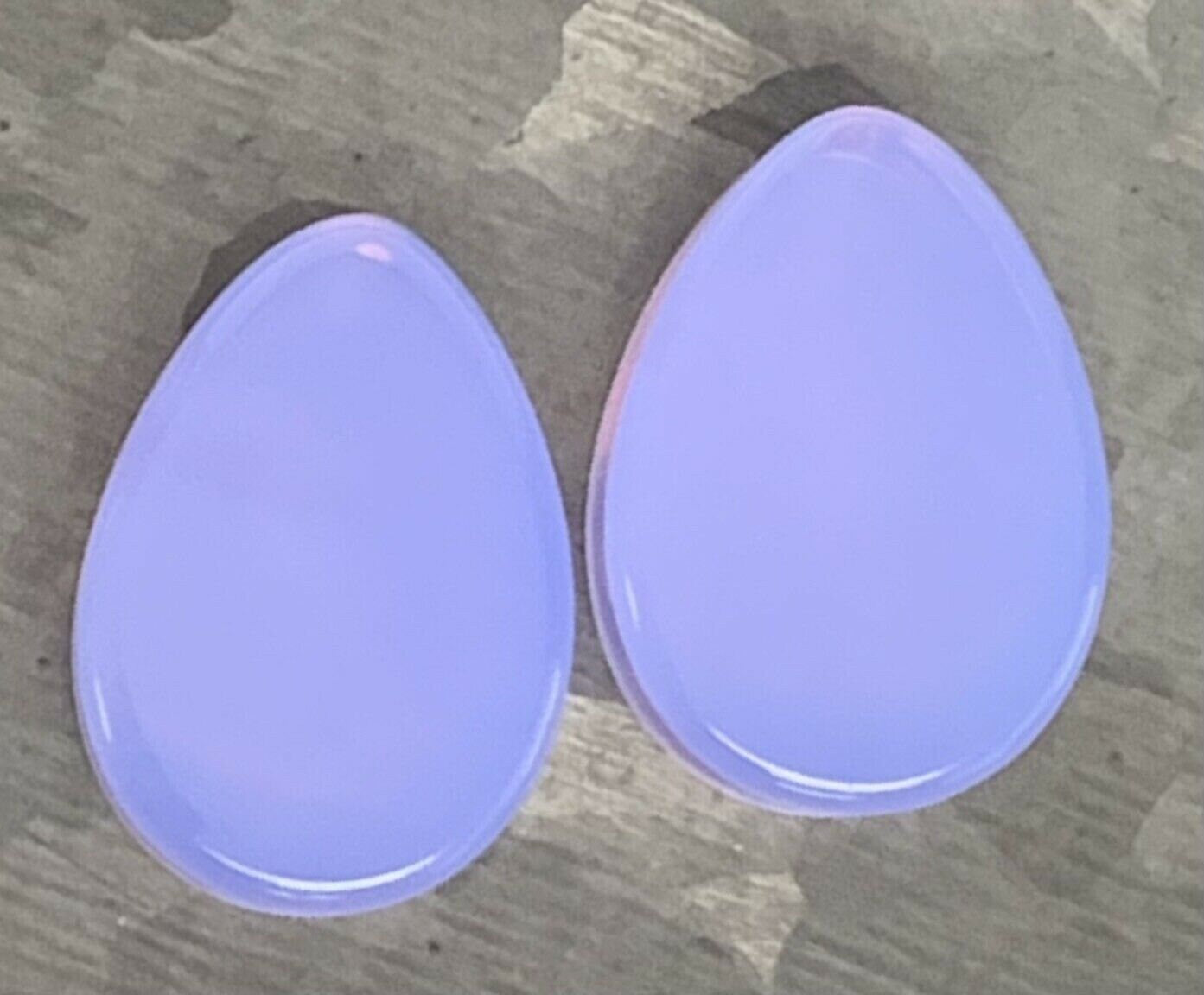 PAIR of Stunning Lavender Tear Drop Opalite Stone Glass Plugs - Gauges 2g (6mm) to 1"(25mm) available!