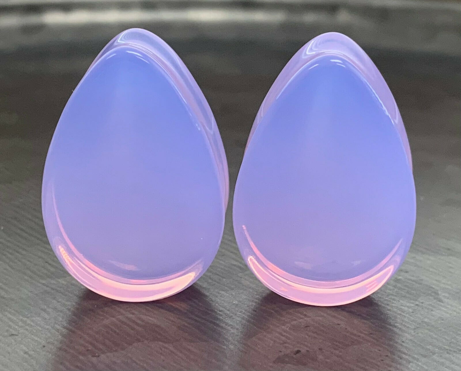 PAIR of Stunning Lavender Tear Drop Opalite Stone Glass Plugs - Gauges 2g (6mm) to 1"(25mm) available!