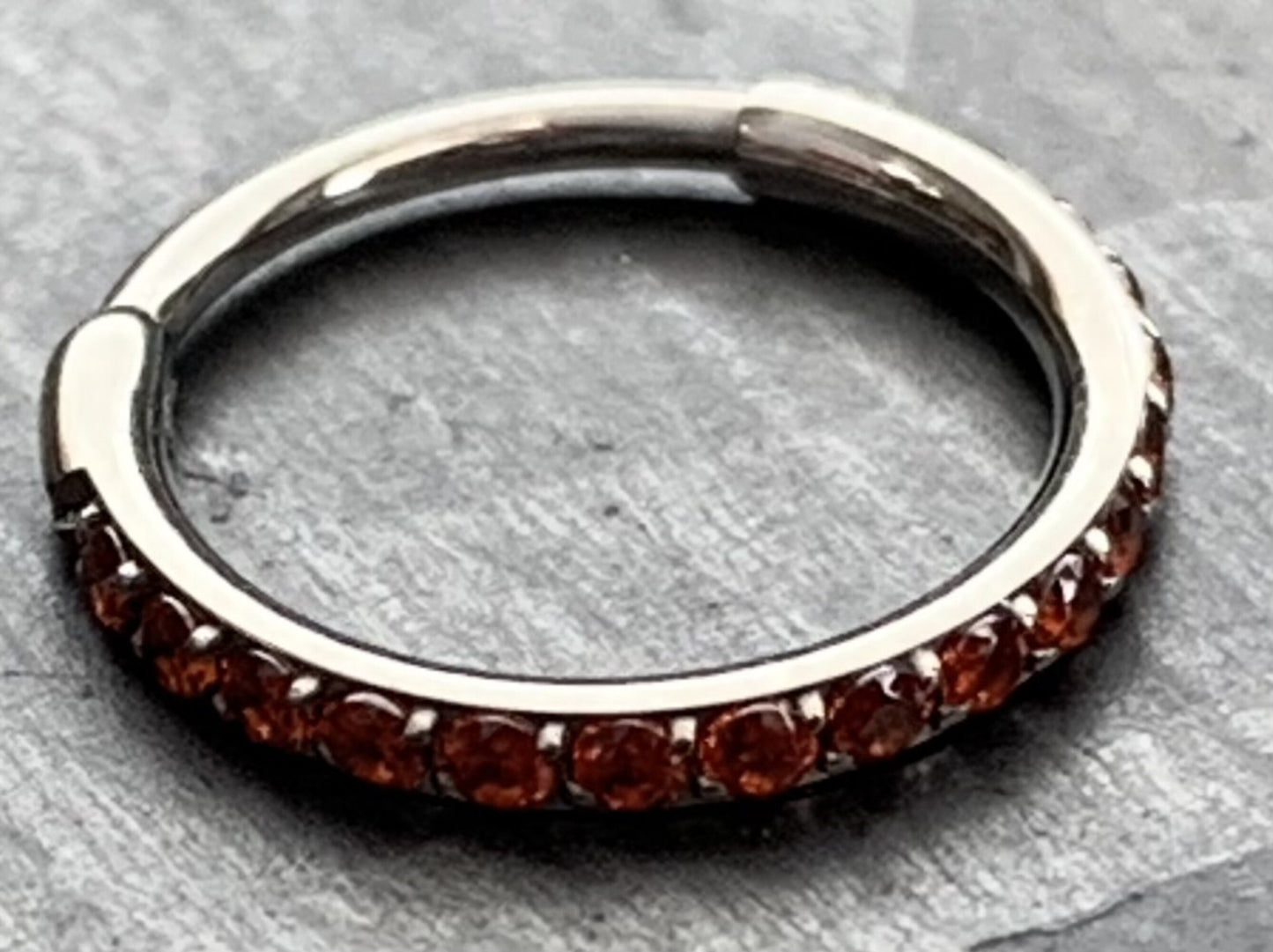 1 Piece Titanium Paved Outer CZ Gems Hinged Segment Ring - 16g - Aqua, Black, Clear, Gold, Pink, Red, Rose Gold Available!