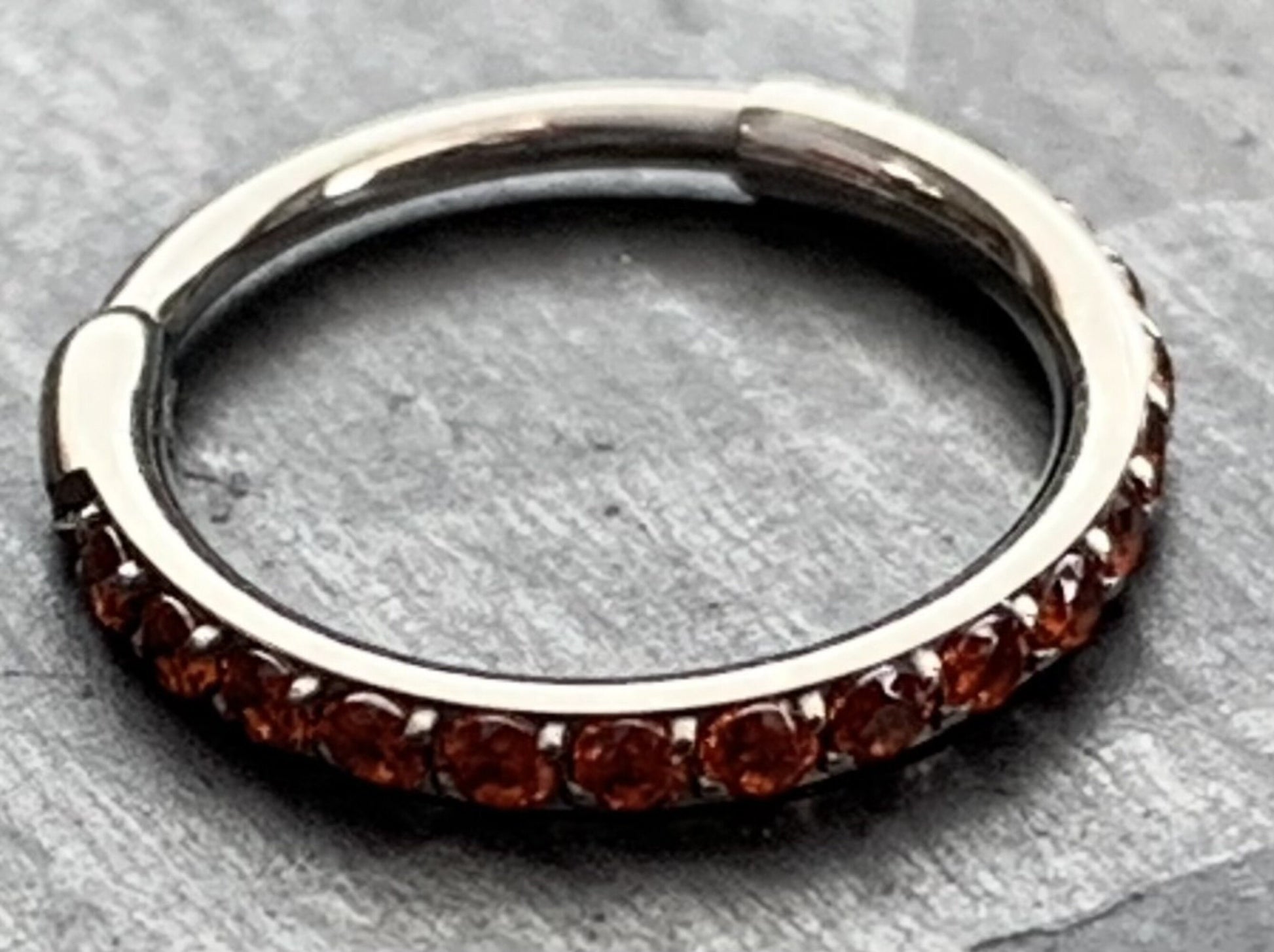 1 Piece Titanium Paved Outer CZ Gems Hinged Segment Ring - 16g - Aqua, Black, Clear, Gold, Pink, Red, Rose Gold Available!