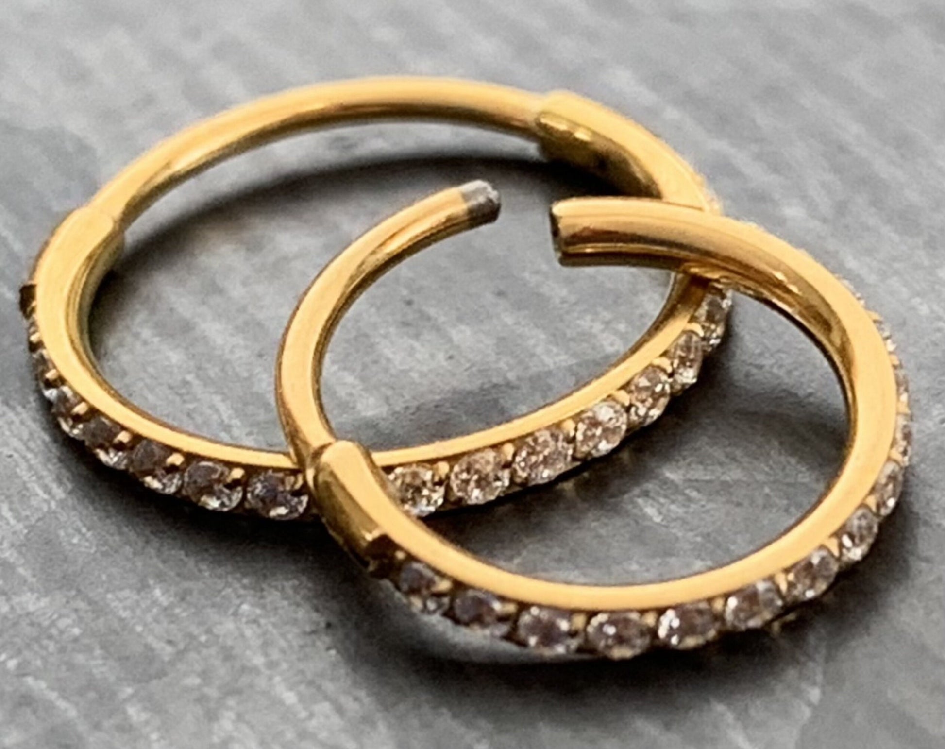 1 Piece Titanium Paved Outer CZ Gems Hinged Segment Ring - 16g - Aqua, Black, Clear, Gold, Pink, Red, Rose Gold Available!