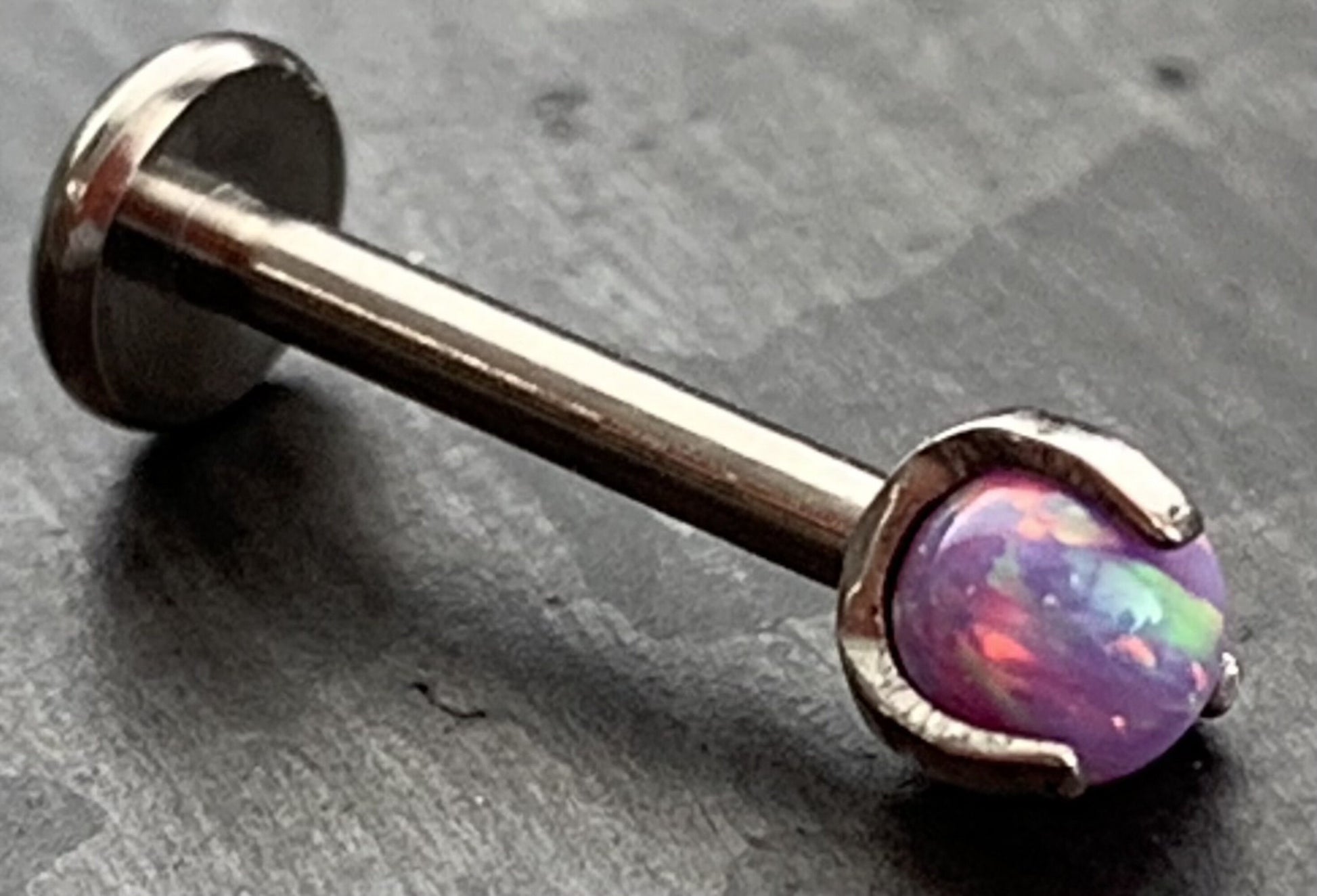 1 Piece Claw 3 Prong Opal Ball Titanium Labret-Monroe-Stud-Lip Ring-Helix Ear Cartilage - 16g - 5/8" (8mm) - Can be used for many piercings!