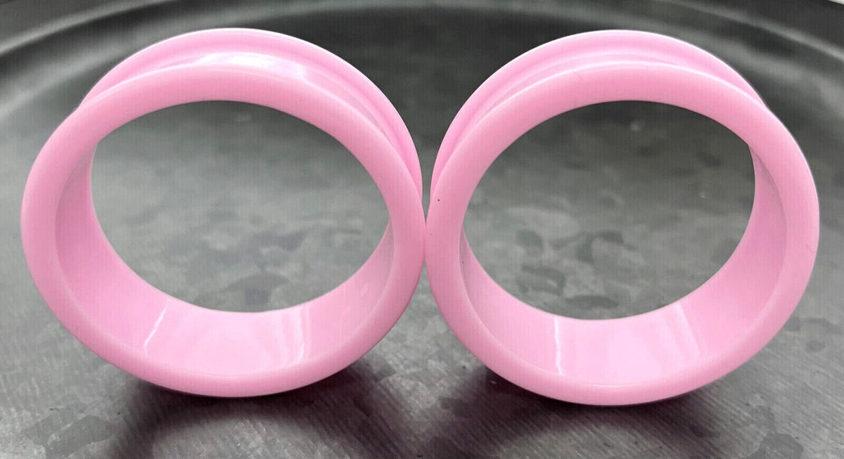 PAIR of Unique Baby Pink Solid Silicone Double Flare Tunnels - Gauges 1&1/8" (29mm) up to 2" (51mm) available!
