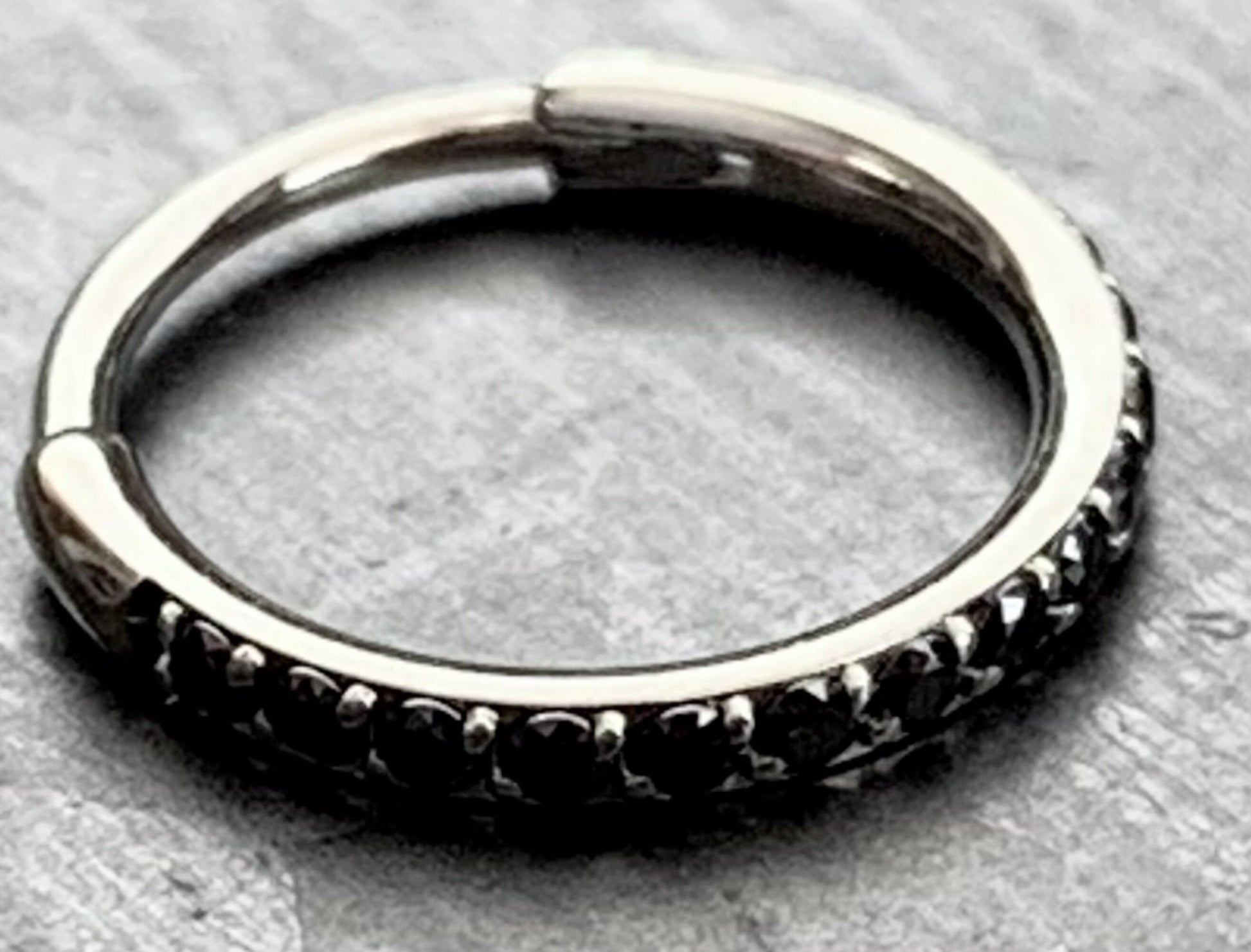 1 Piece Titanium Paved Outer CZ Gems Hinged Segment Ring - 16g - Aqua, Black, Clear, Gold, Pink, Red, Rose Gold Available!