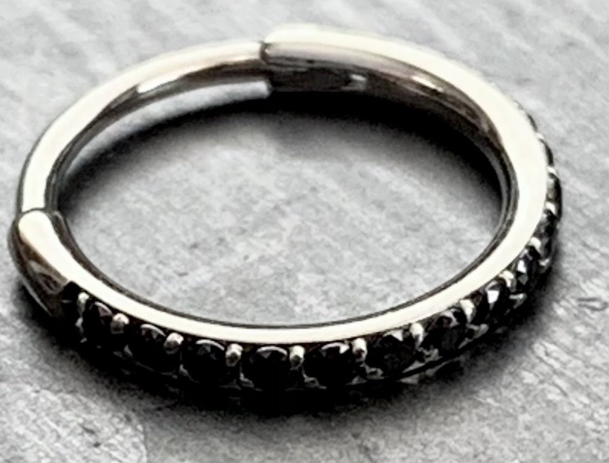 1 Piece Titanium Paved Outer CZ Gems Hinged Segment Ring - 16g - Aqua, Black, Clear, Gold, Pink, Red, Rose Gold Available!