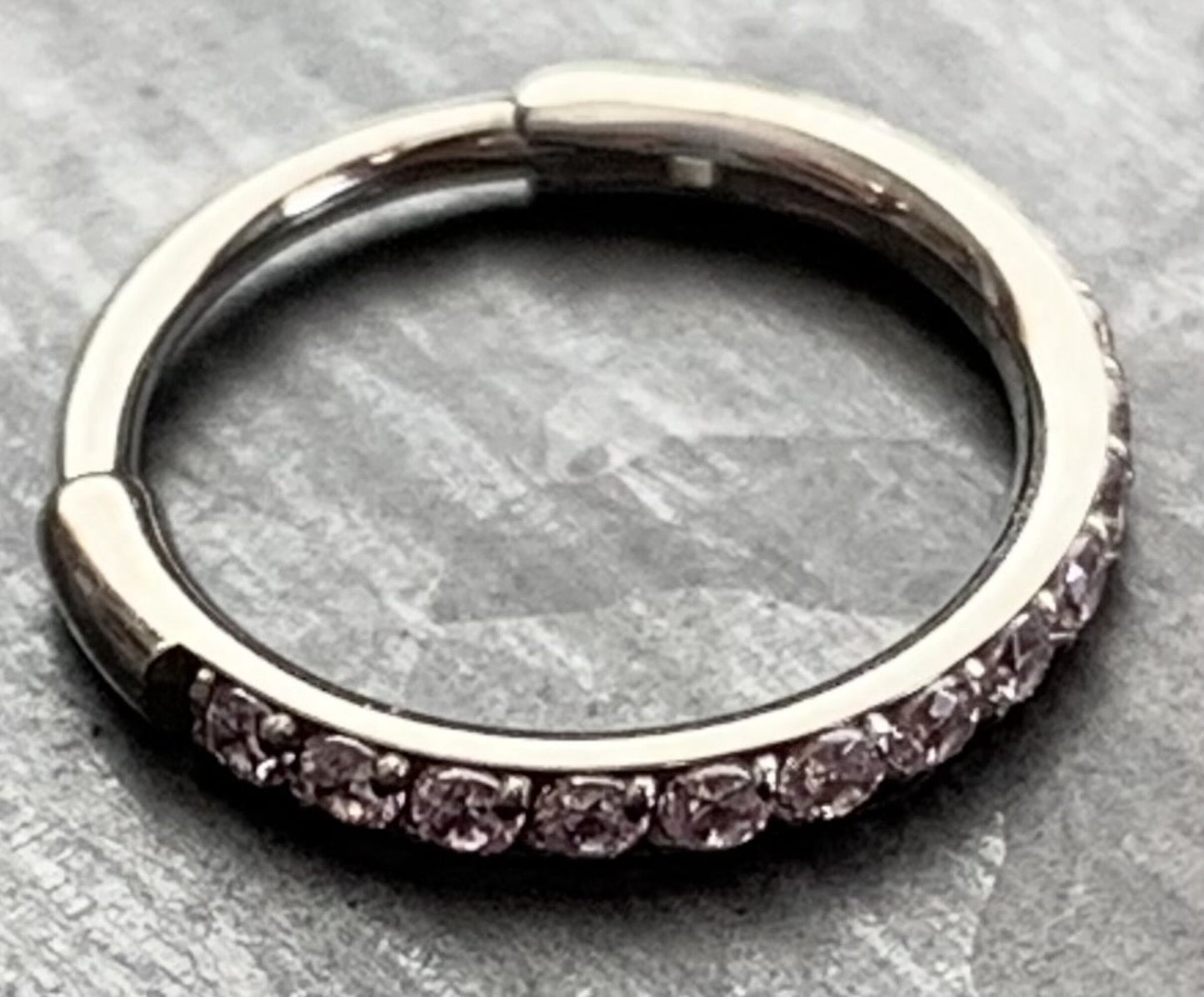 1 Piece Titanium Paved Outer CZ Gems Hinged Segment Ring - 16g - Aqua, Black, Clear, Gold, Pink, Red, Rose Gold Available!