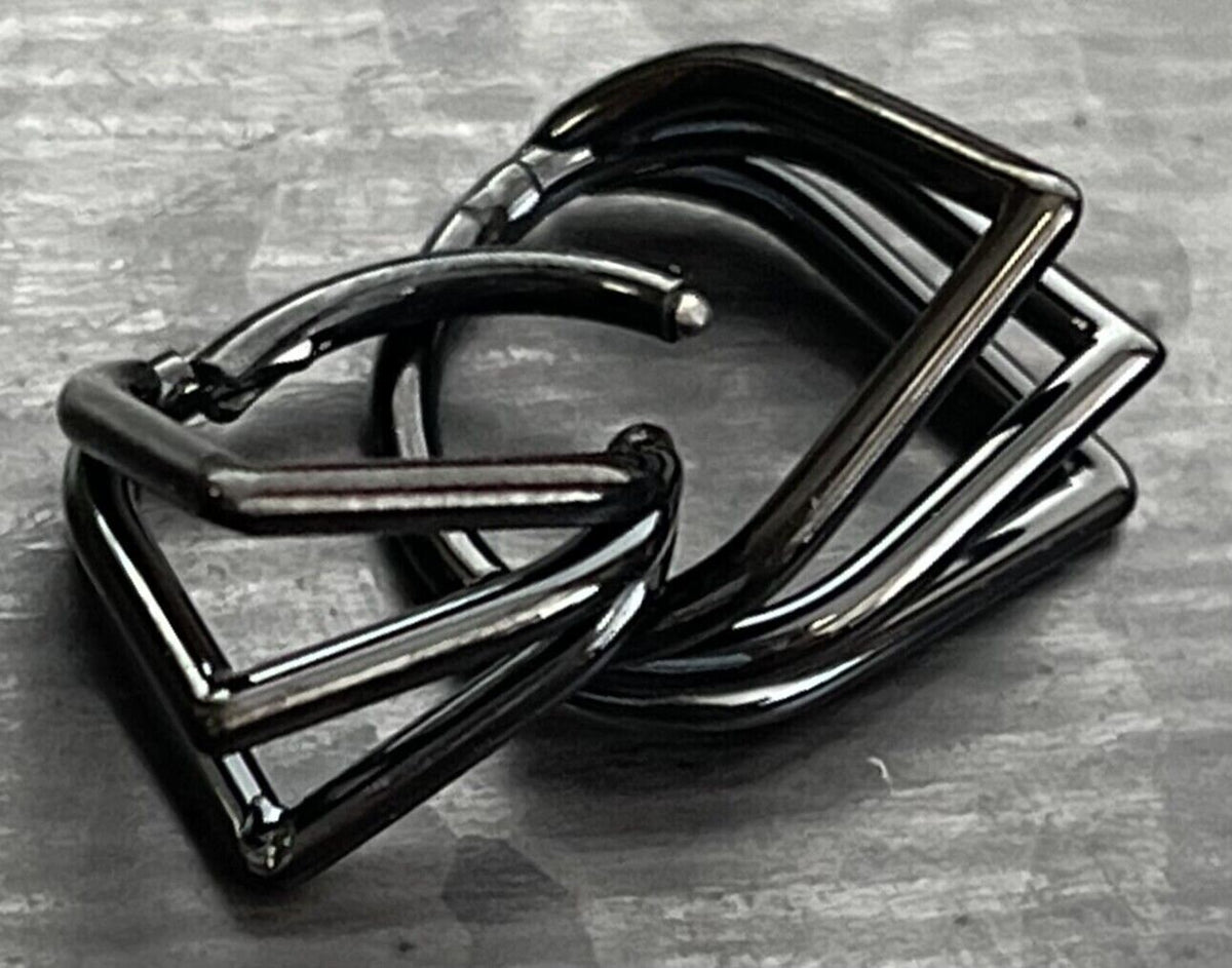 1 Piece Solid Titanium Triple Chevron Segment Septum Ring - Black, Gold, or Silver - 16g, Diameter 10mm or 8mm available!