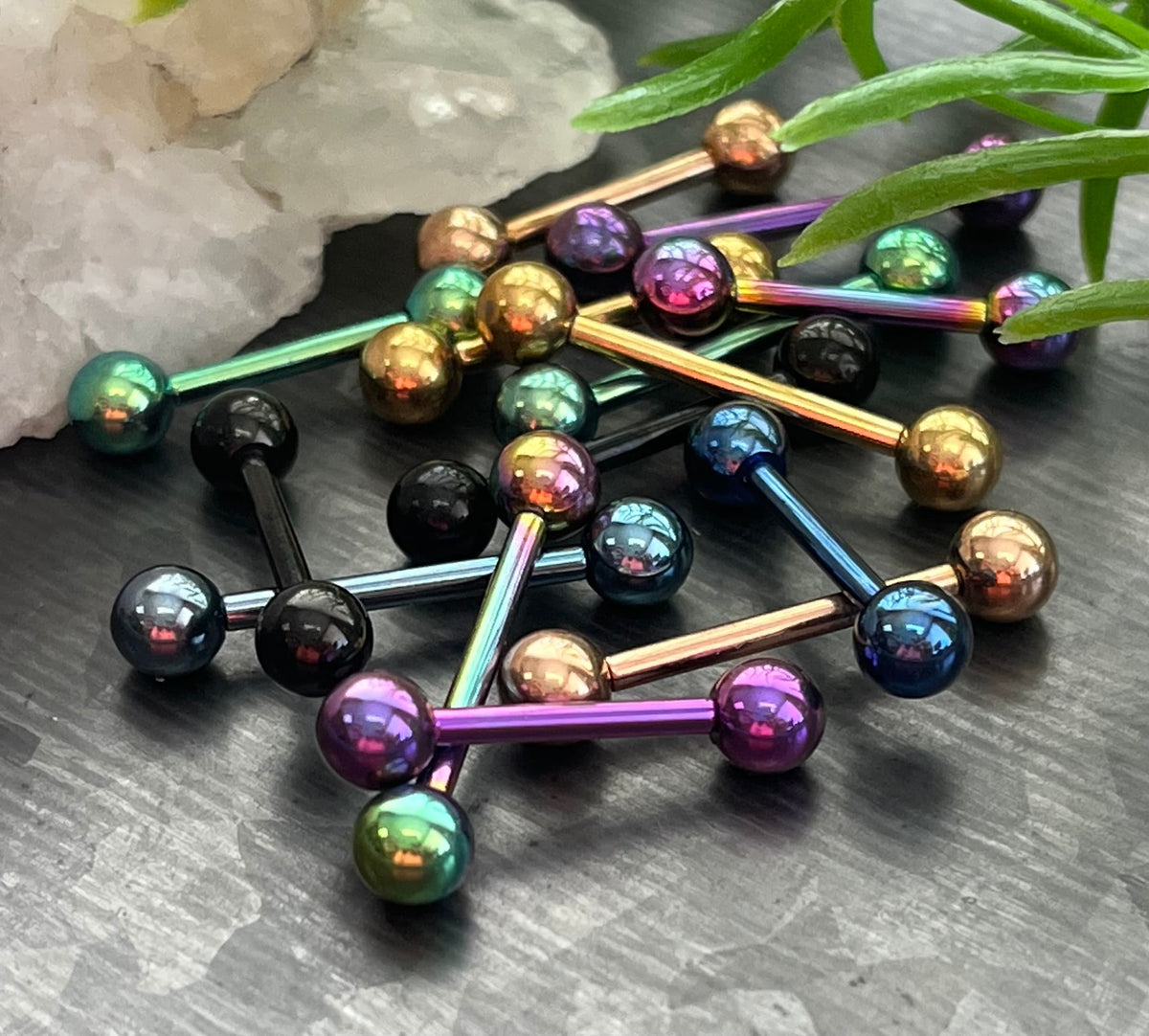 1 Piece of Implant Grade Titanium Internally Threaded Industrial Barbell - Tongue - 14g - Wearable Length 12mm or 16mm, 7 Colors Available!