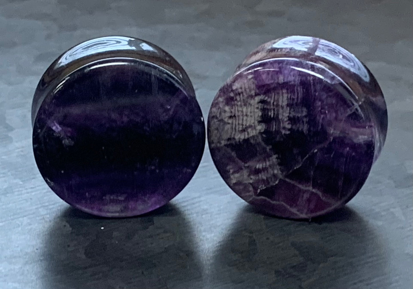 PAIR of 1" (25mm) Unique Rainbow Fluorite Stone Plugs - You Choose Your Exact Pair!