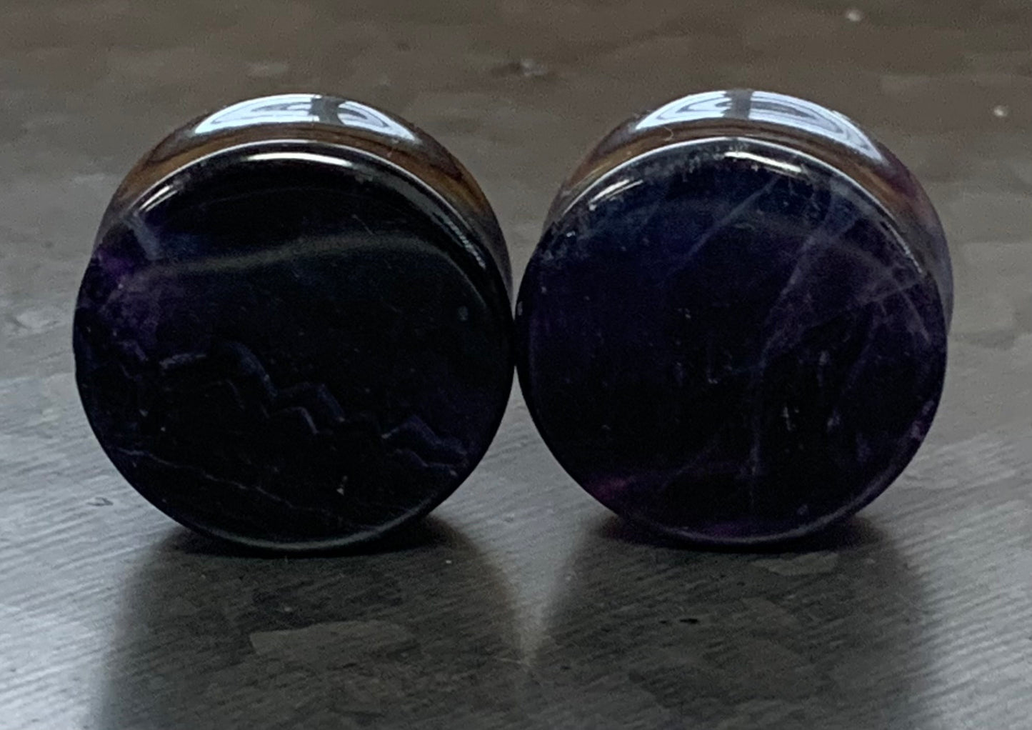 PAIR of 1" (25mm) Unique Rainbow Fluorite Stone Plugs - You Choose Your Exact Pair!