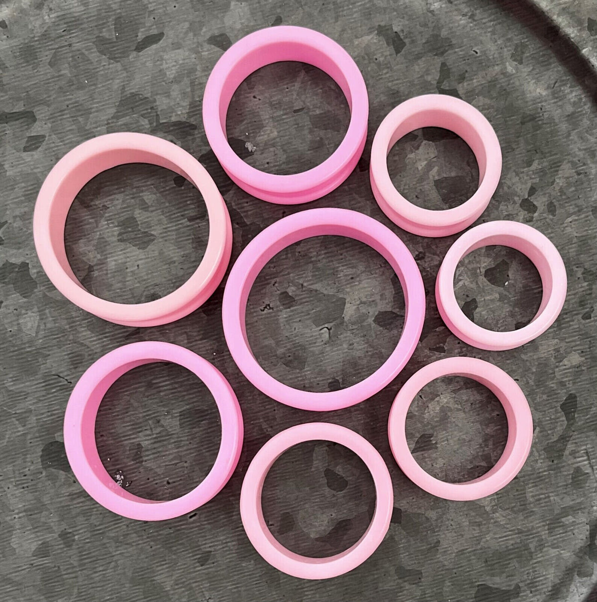 PAIR of Unique Baby Pink Solid Silicone Double Flare Tunnels - Gauges 1&1/8" (29mm) up to 2" (51mm) available!