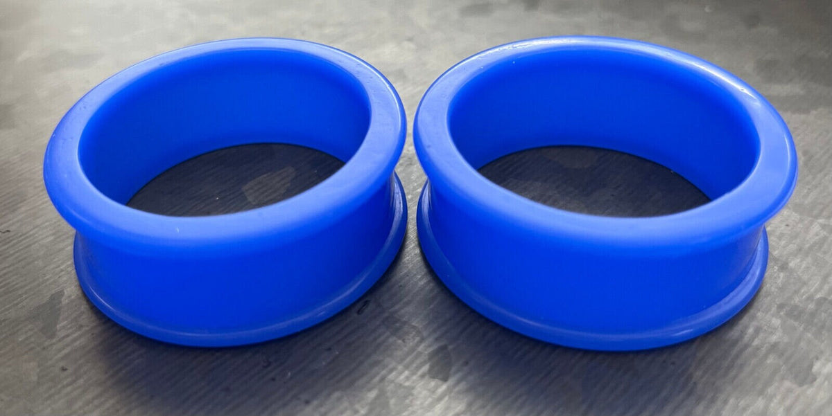 PAIR of Unique Blue Silicone Double Flare Tunnels - Gauges 2g (6mm) up to 2" (51mm) available!
