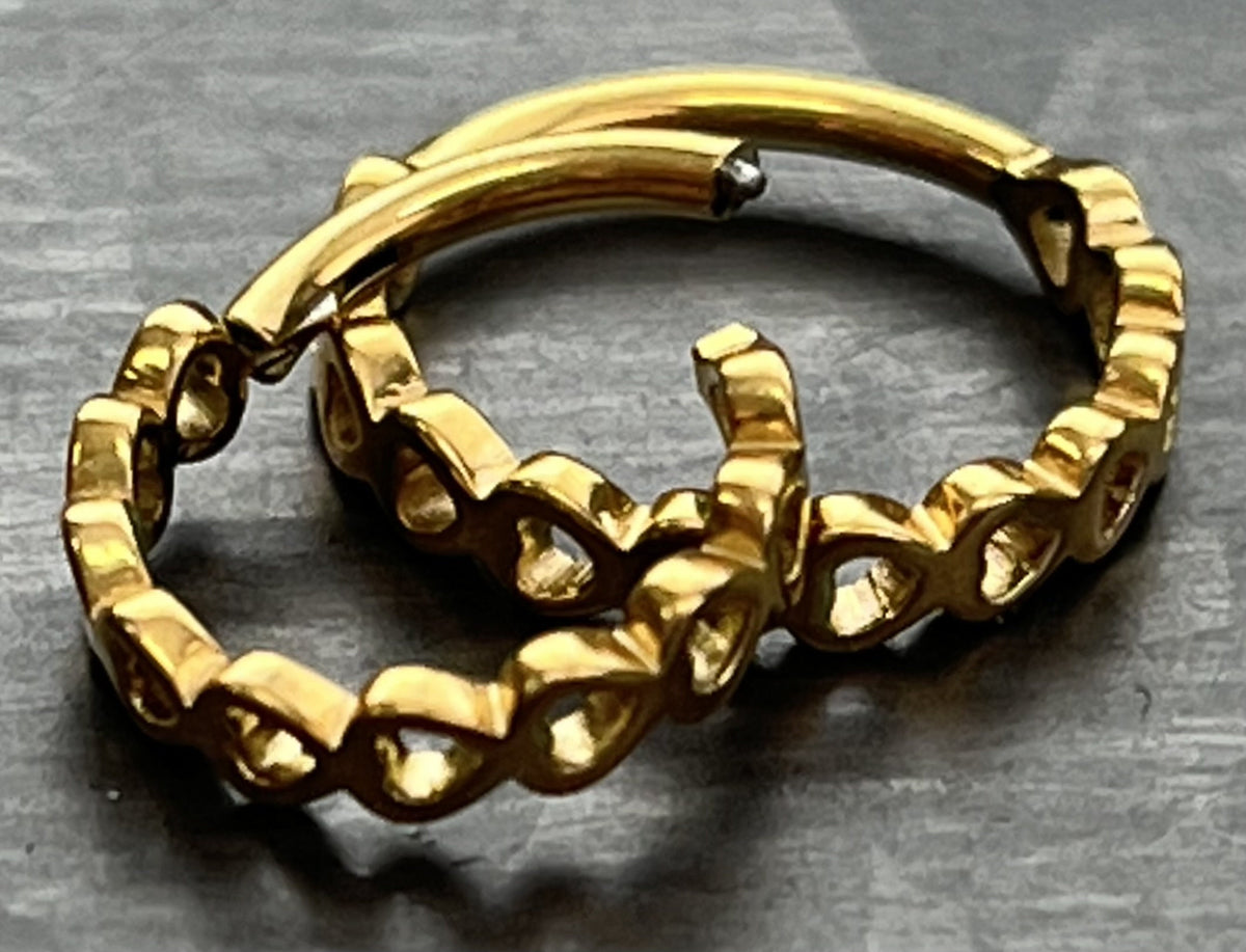 1 Piece Side Facing Hearts Surgical Steel Hinged Segment Ring - 16g - 8mm or 10mm Internal Diameter - Silver, Gold and Rose Gold Available!