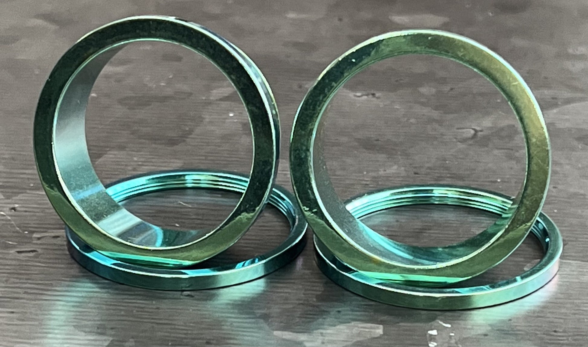 PAIR of Stunning Green PVD Plated 316L Steel Screw Fit Tunnels/Plugs - Gauges 14g (1.6mm) thru 1" (25mm) available!
