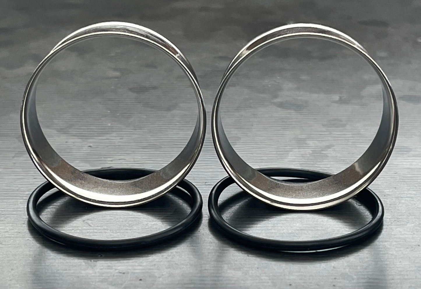 PAIR of Beautiful 316L Surgical Steel Single Flare Tunnels/Plugs with O-Rings - Gauges 12g (2mm) thru 2" (51mm) available!