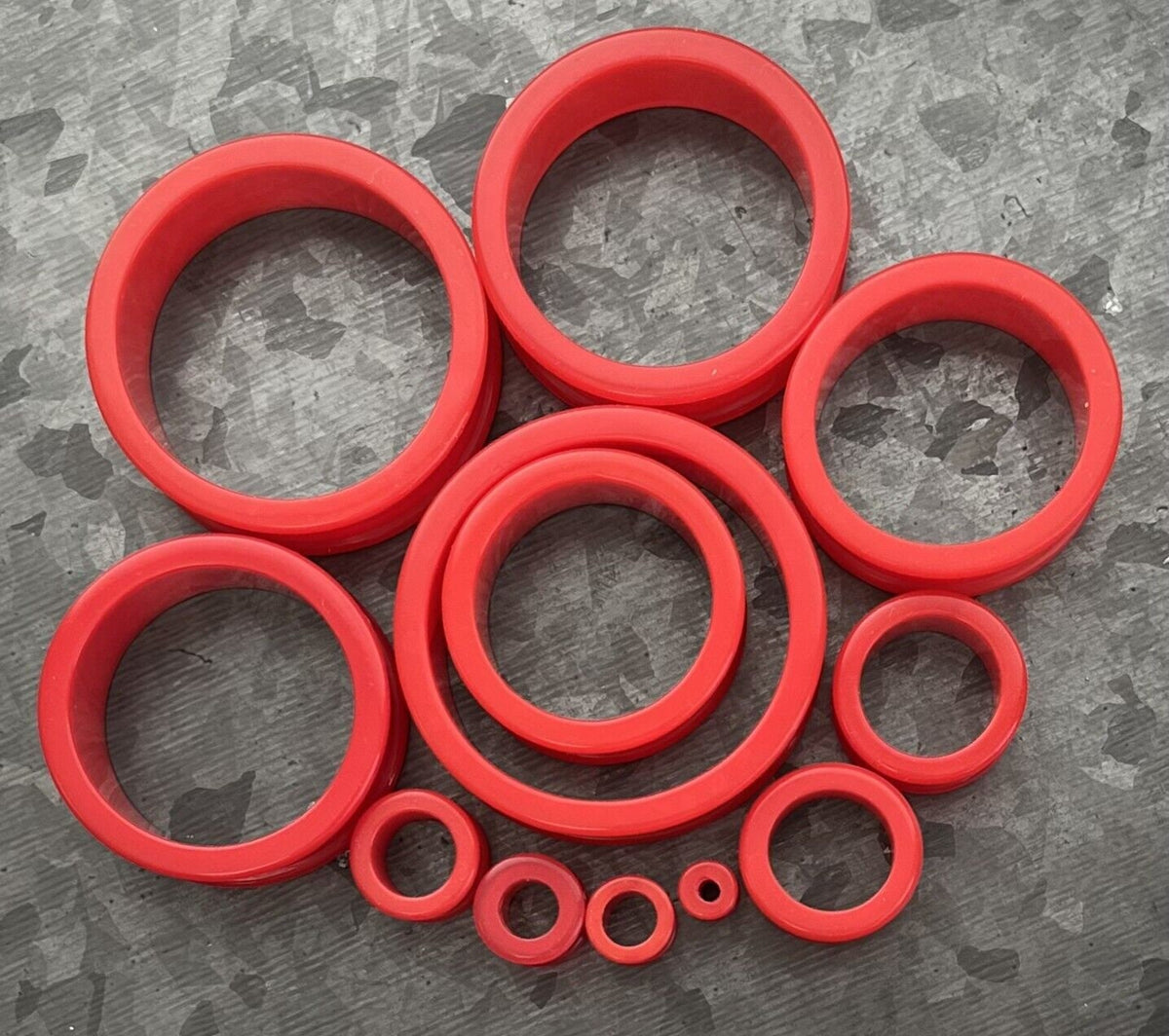 PAIR of Unique Red Silicone Double Flare Tunnels - Gauges 2g (6mm) up to 2" (51mm) available!