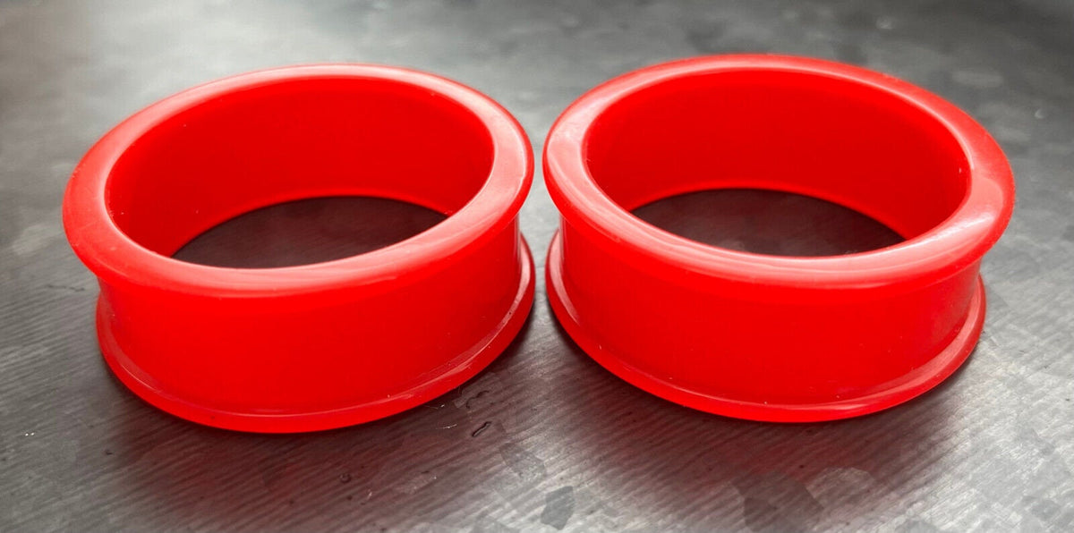 PAIR of Unique Red Silicone Double Flare Tunnels - Gauges 2g (6mm) up to 2" (51mm) available!