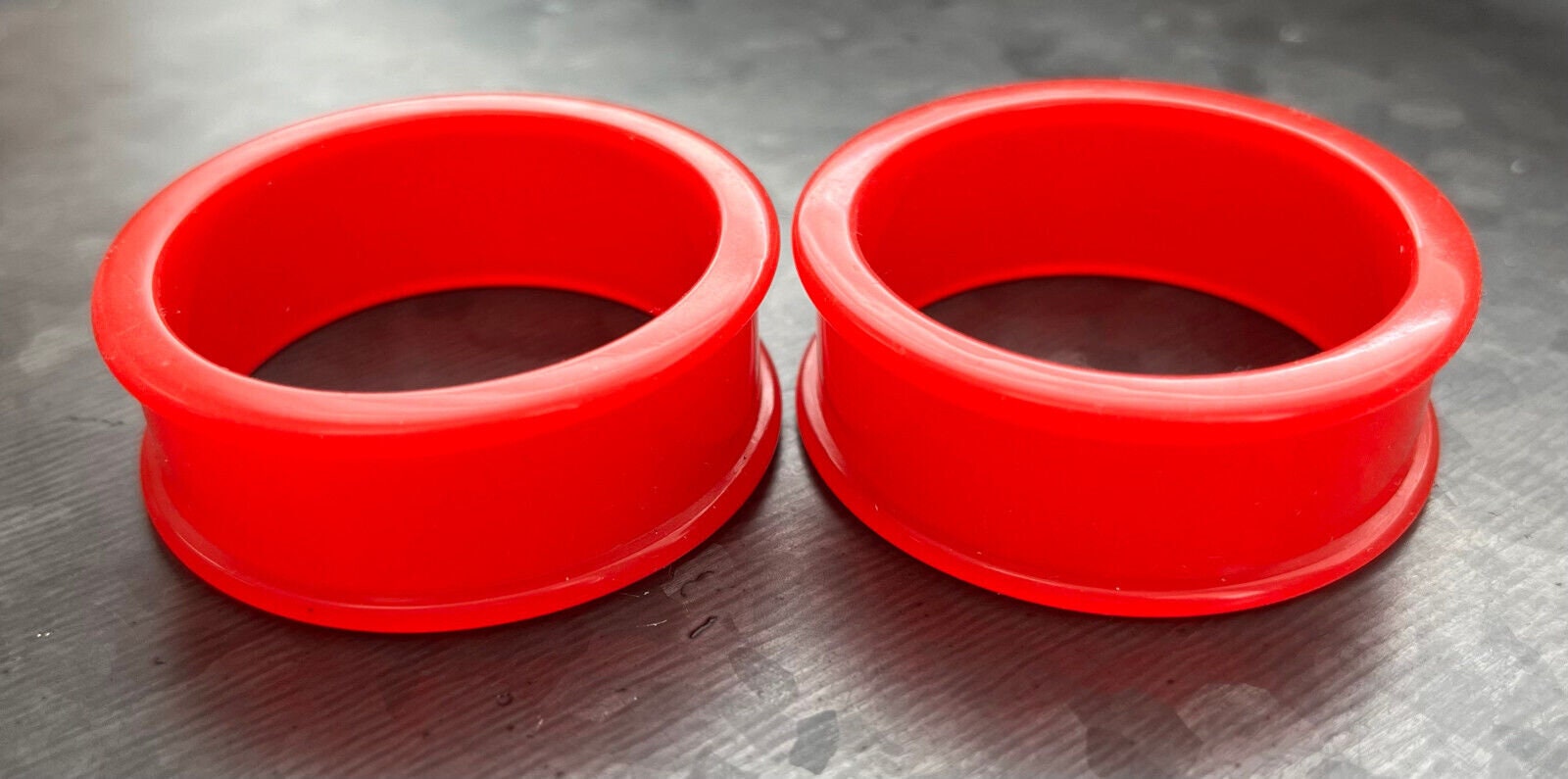 PAIR of Unique Red Silicone Double Flare Tunnels - Gauges 2g (6mm) up to 2" (51mm) available!