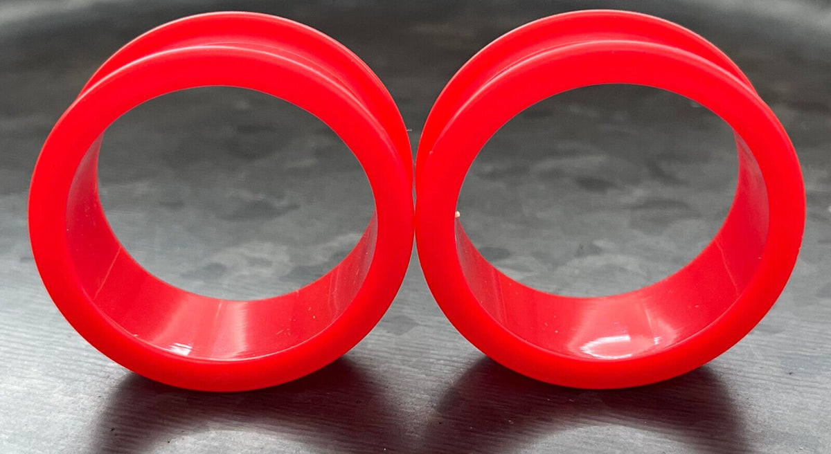 PAIR of Unique Red Silicone Double Flare Tunnels - Gauges 2g (6mm) up to 2" (51mm) available!