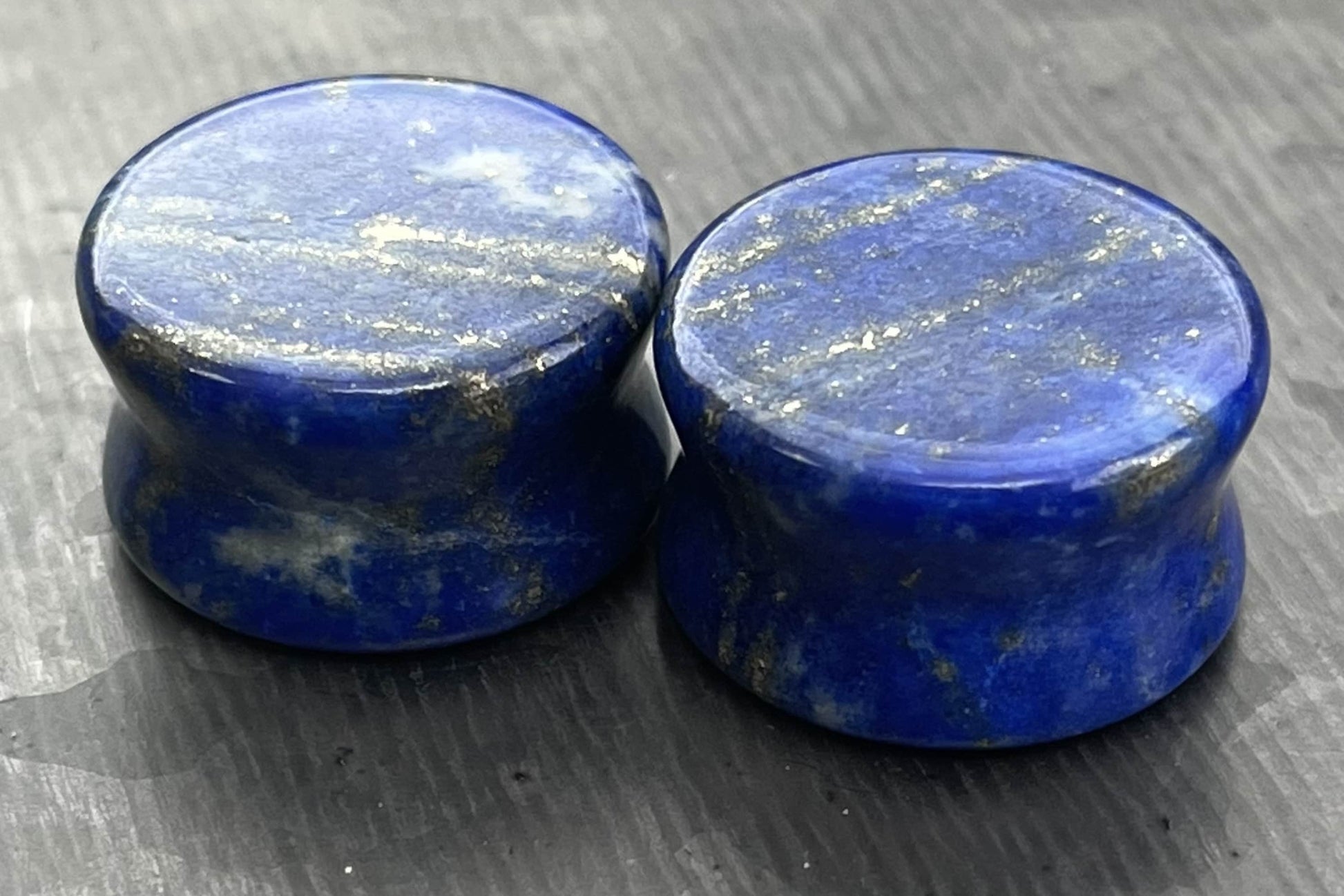 Pair of Unique AAA Grade Lapis Lazuli Stone Plugs/Tunnels - No Color Bleeding - Gauges 2g (6mm) thru 3/4" (19mm)!