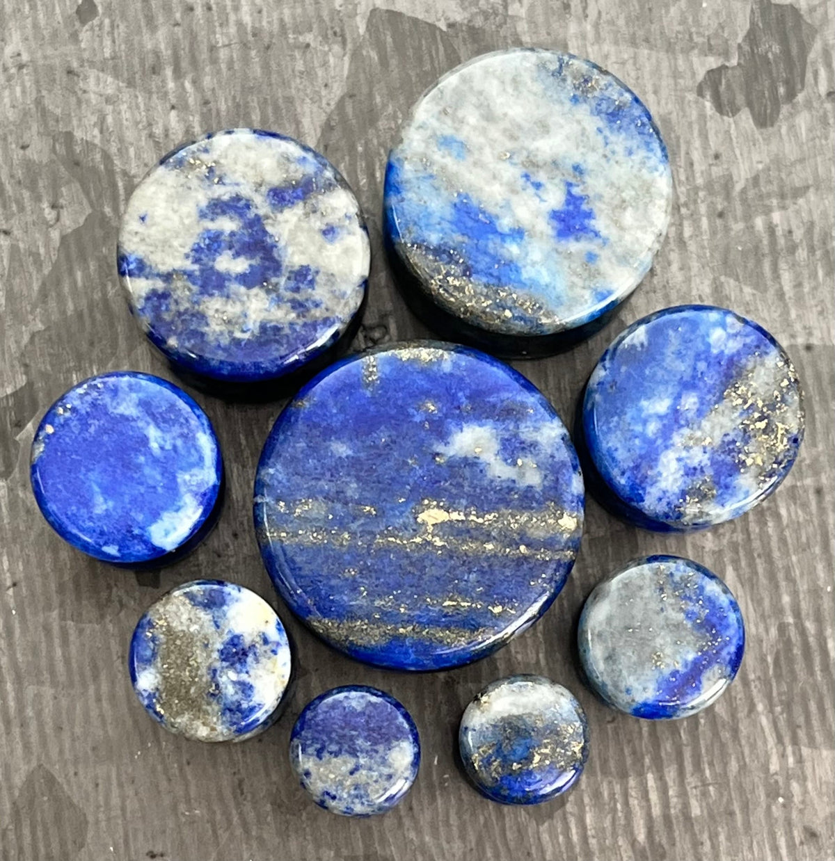 Pair of Unique AAA Grade Lapis Lazuli Stone Plugs/Tunnels - No Color Bleeding - Gauges 2g (6mm) thru 3/4" (19mm)!