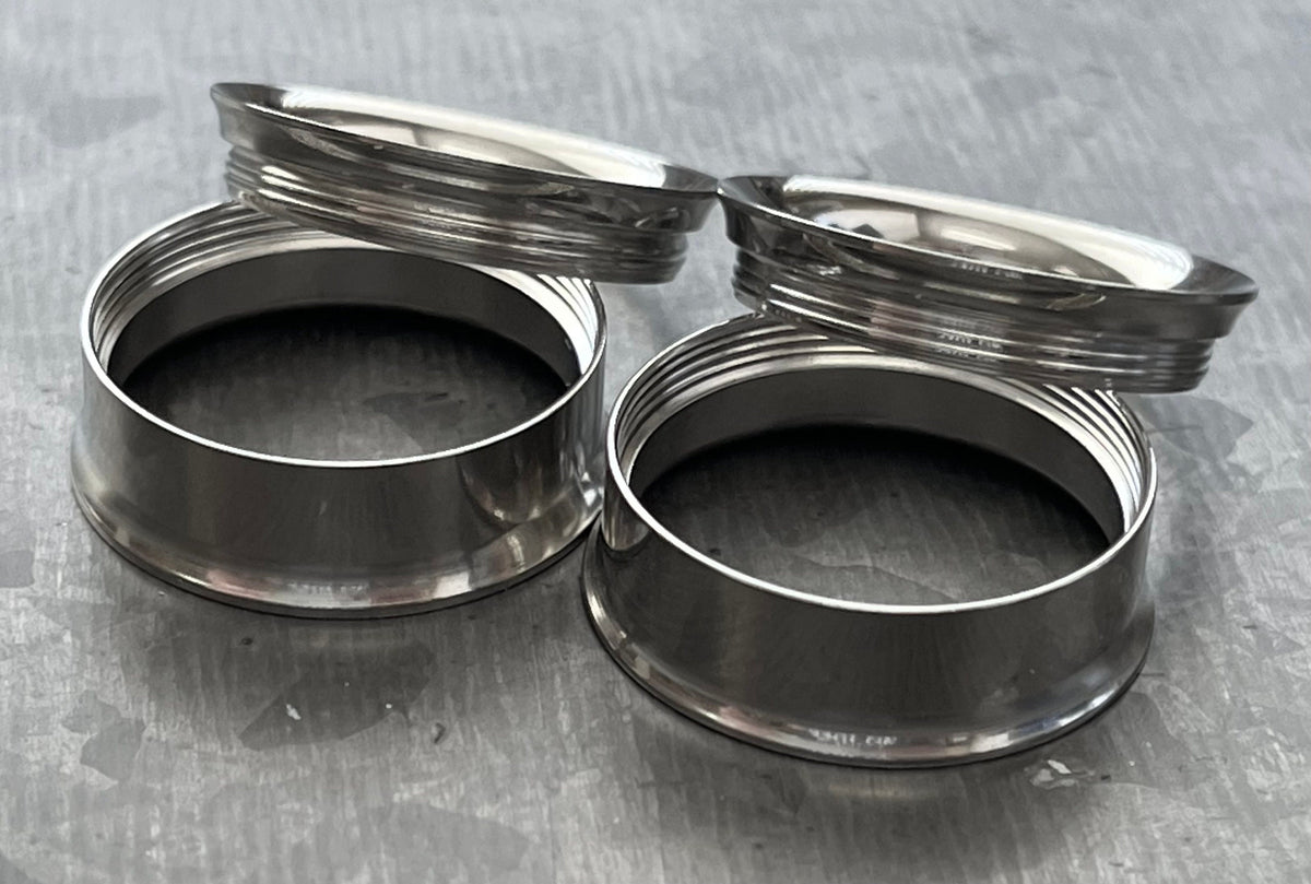 PAIR of Stunning 316L Surgical Steel Internally Threaded Tunnels/Plugs - Gauges 8g (3.2mm) thru 1" (25mm) available!