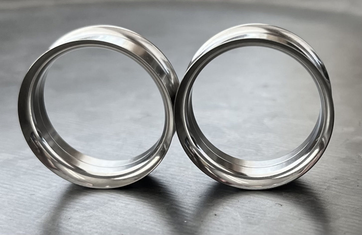 PAIR of Stunning 316L Surgical Steel Internally Threaded Tunnels/Plugs - Gauges 8g (3.2mm) thru 1" (25mm) available!