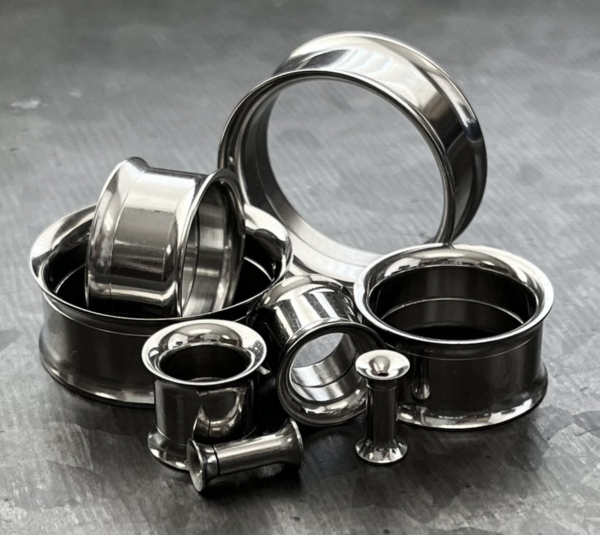 PAIR of Stunning 316L Surgical Steel Internally Threaded Tunnels/Plugs - Gauges 8g (3.2mm) thru 1" (25mm) available!