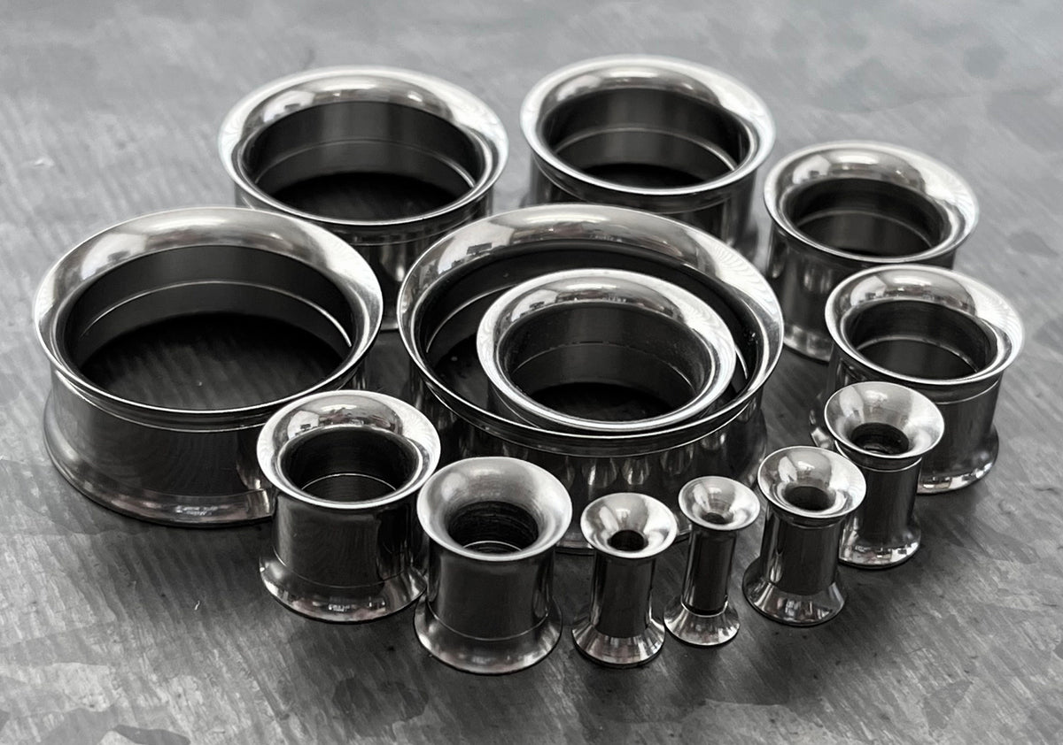 PAIR of Stunning 316L Surgical Steel Internally Threaded Tunnels/Plugs - Gauges 8g (3.2mm) thru 1" (25mm) available!