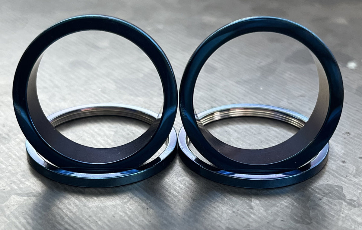 PAIR of Beautiful Blue PVD Plated 316L Steel Screw Fit Tunnels/Plugs - Gauges 14g (1.6mm) thru 1" (25mm) available!