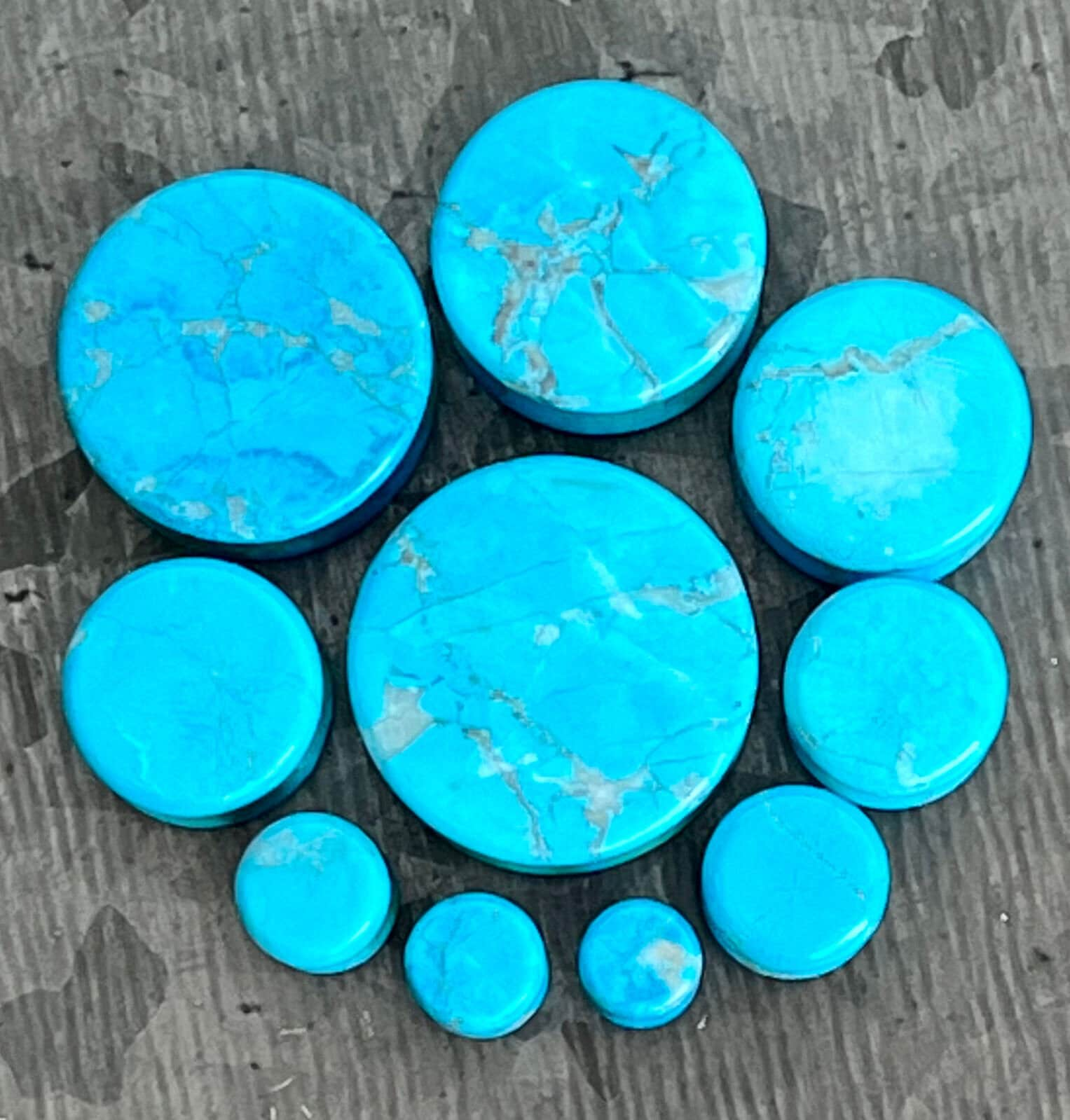 PAIR of Beautiful Turquoise Surface-Dyed Howlite Organic Stone Plugs - Gauges 6g (4mm) thru 13/16" (20mm) available!