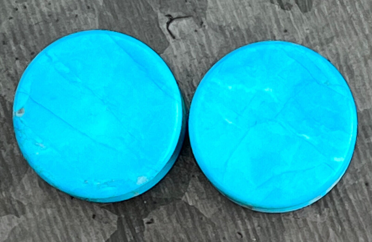 PAIR of Beautiful Turquoise Surface-Dyed Howlite Organic Stone Plugs - Gauges 6g (4mm) thru 13/16" (20mm) available!