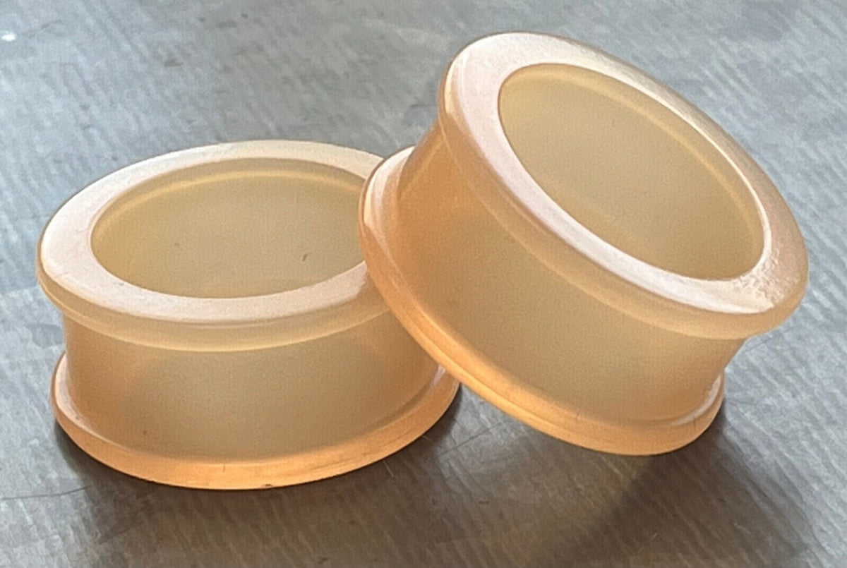 PAIR of Unique Peach Silicone Double Flare Tunnels - Gauges 6g (4mm) up to 1" (25mm) available!