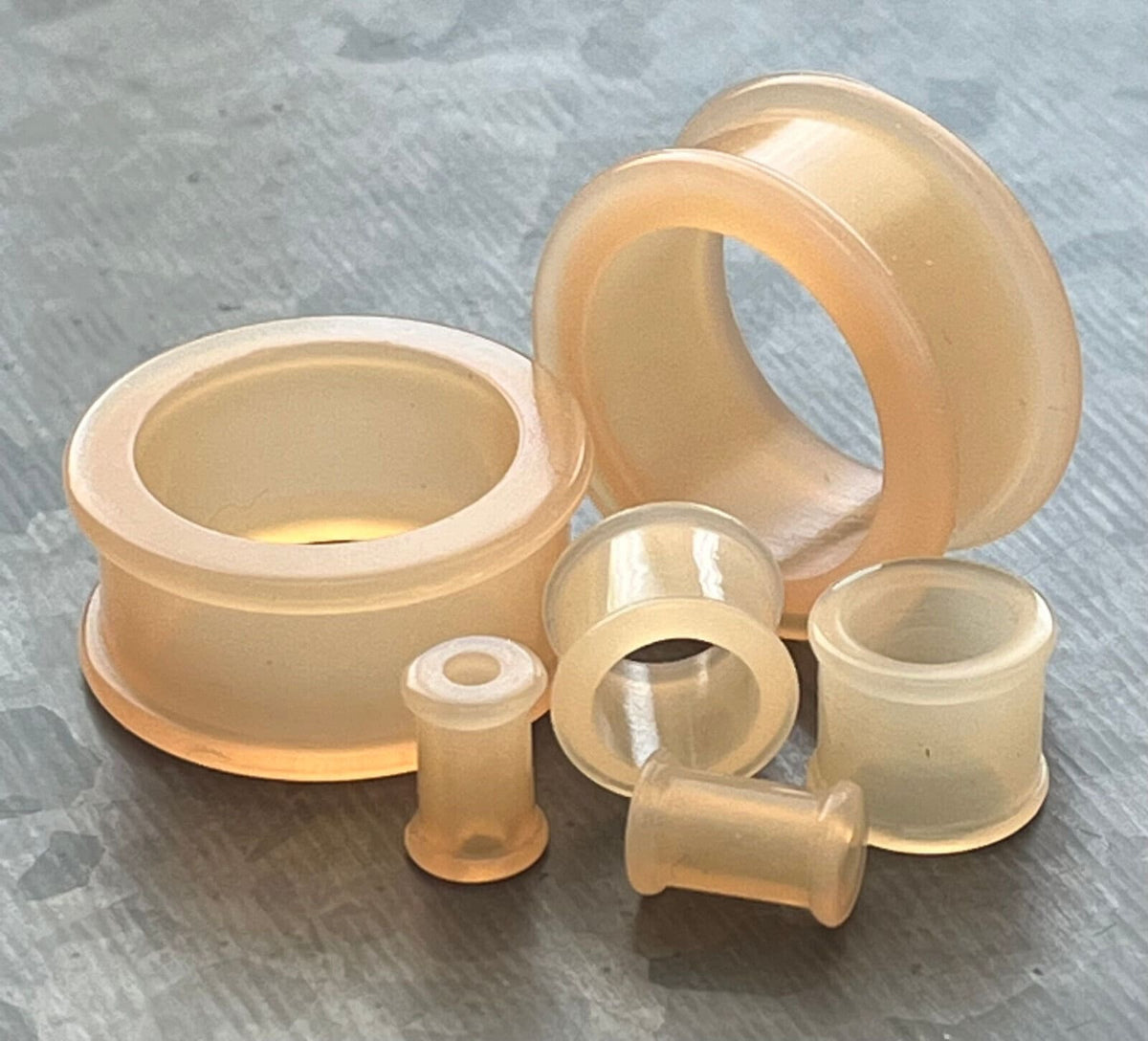 PAIR of Unique Peach Silicone Double Flare Tunnels - Gauges 6g (4mm) up to 1" (25mm) available!