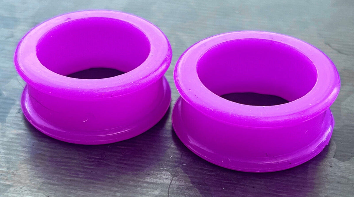 PAIR of Beautiful Purple Silicone Double Flare Tunnels - Gauges 6g (4mm) up to 1" (25mm) available!