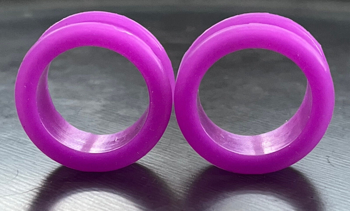 PAIR of Beautiful Purple Silicone Double Flare Tunnels - Gauges 6g (4mm) up to 1" (25mm) available!