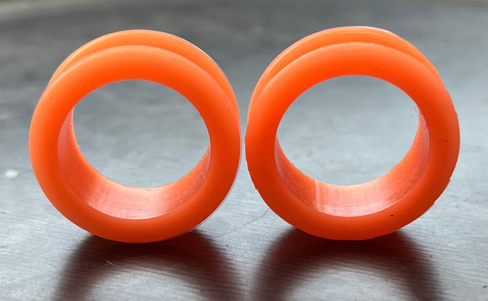 PAIR of Bright Orange Silicone Double Flare Tunnels - Gauges 6g (4mm) up to 1" (25mm) available!