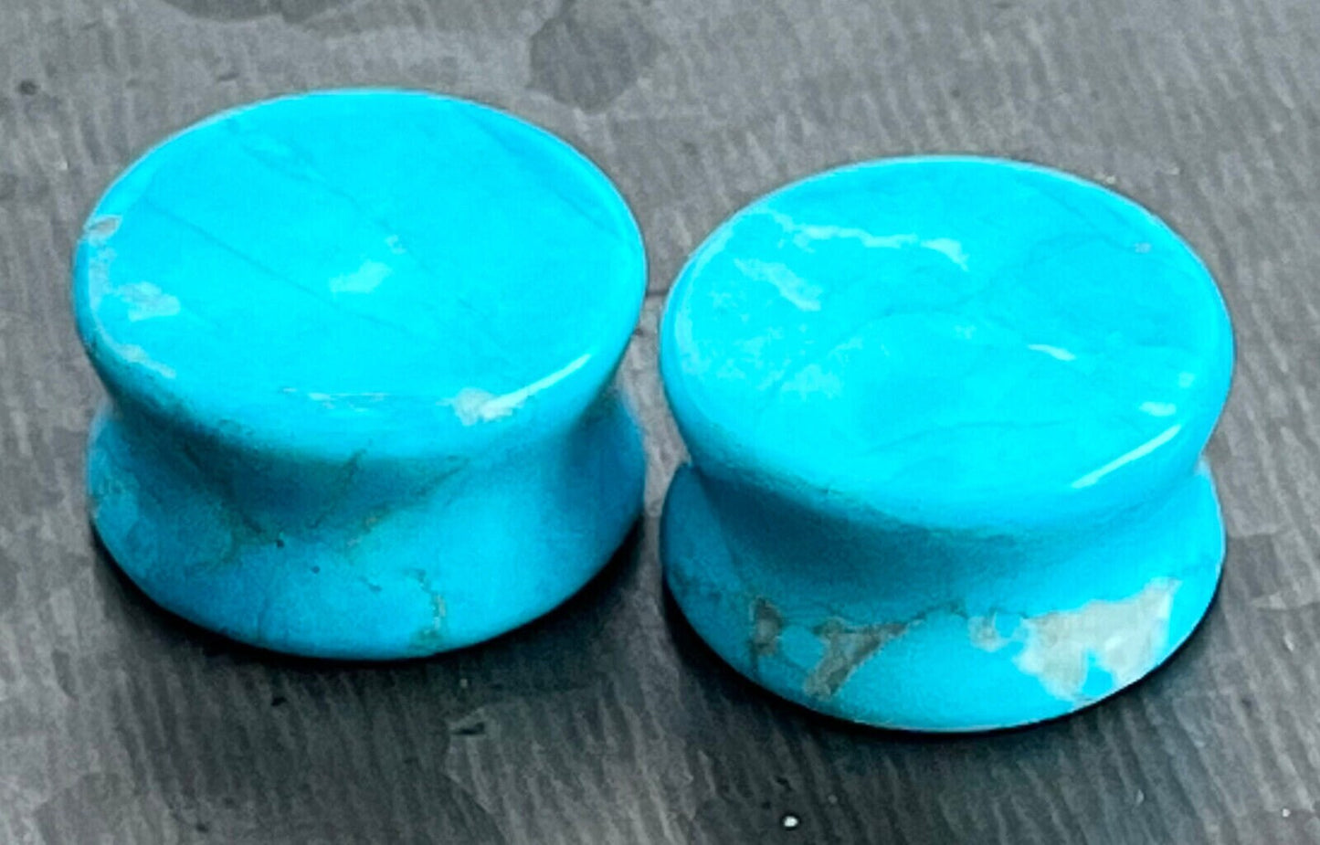 PAIR of Beautiful Turquoise Surface-Dyed Howlite Organic Stone Plugs - Gauges 6g (4mm) thru 13/16" (20mm) available!