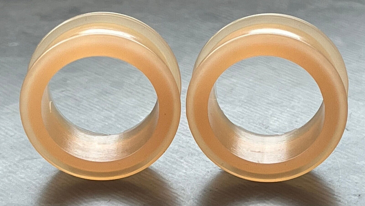 PAIR of Unique Peach Silicone Double Flare Tunnels - Gauges 6g (4mm) up to 1" (25mm) available!