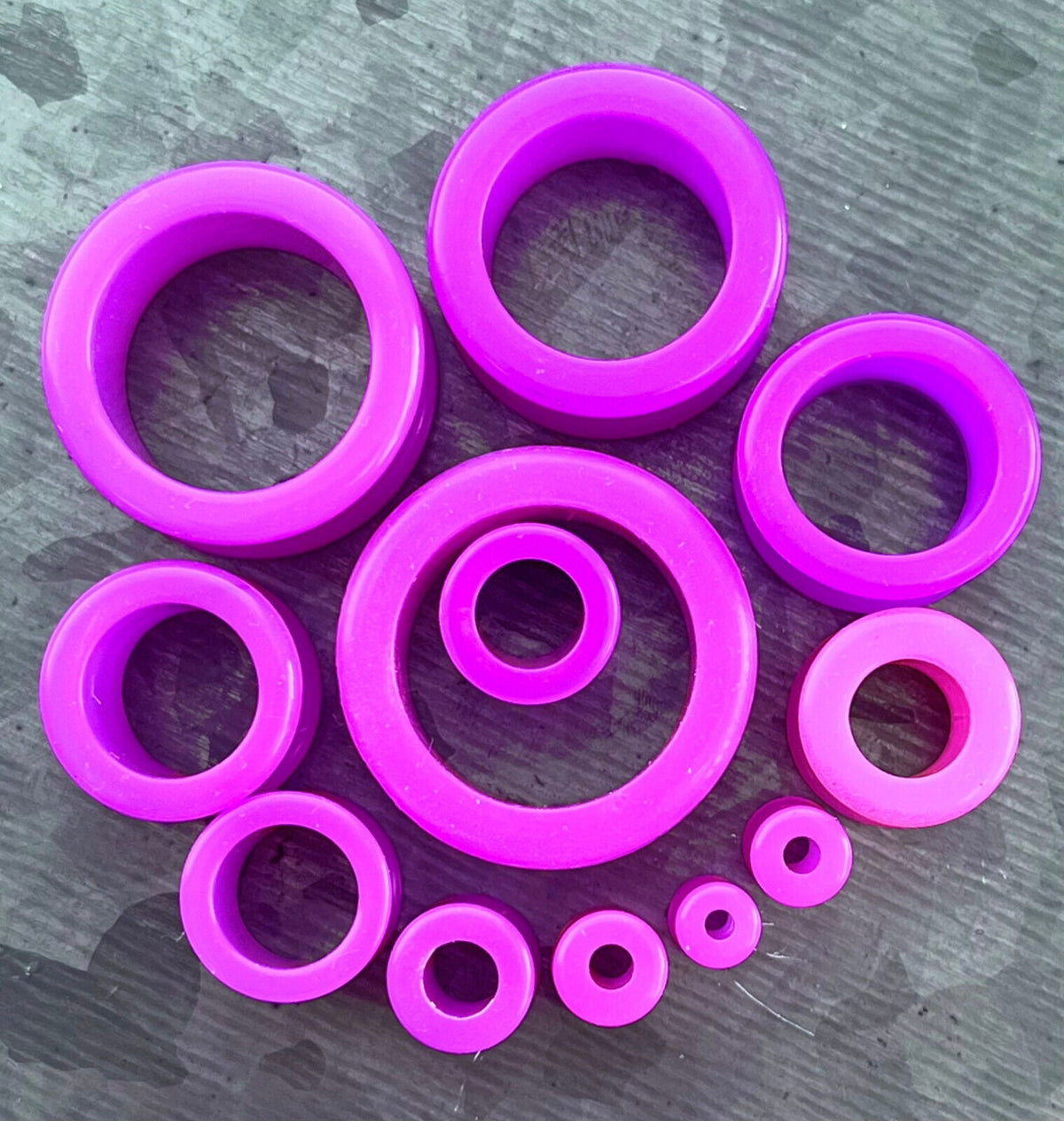 PAIR of Beautiful Purple Silicone Double Flare Tunnels - Gauges 6g (4mm) up to 1" (25mm) available!