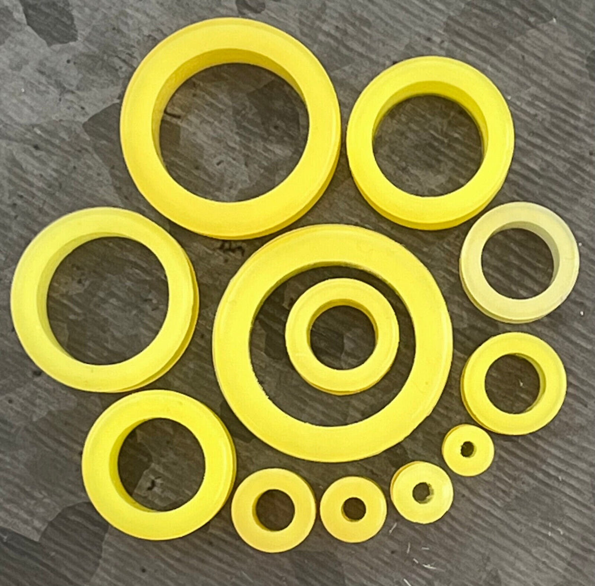 PAIR of Brilliant Yellow Silicone Double Flare Tunnels - Gauges 6g (4mm) up to 1" (25mm) available!